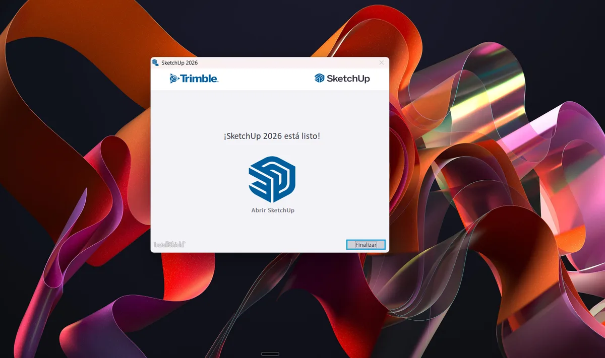 Pantalla final del instalador con el mensaje SketchUp 2026 está listo