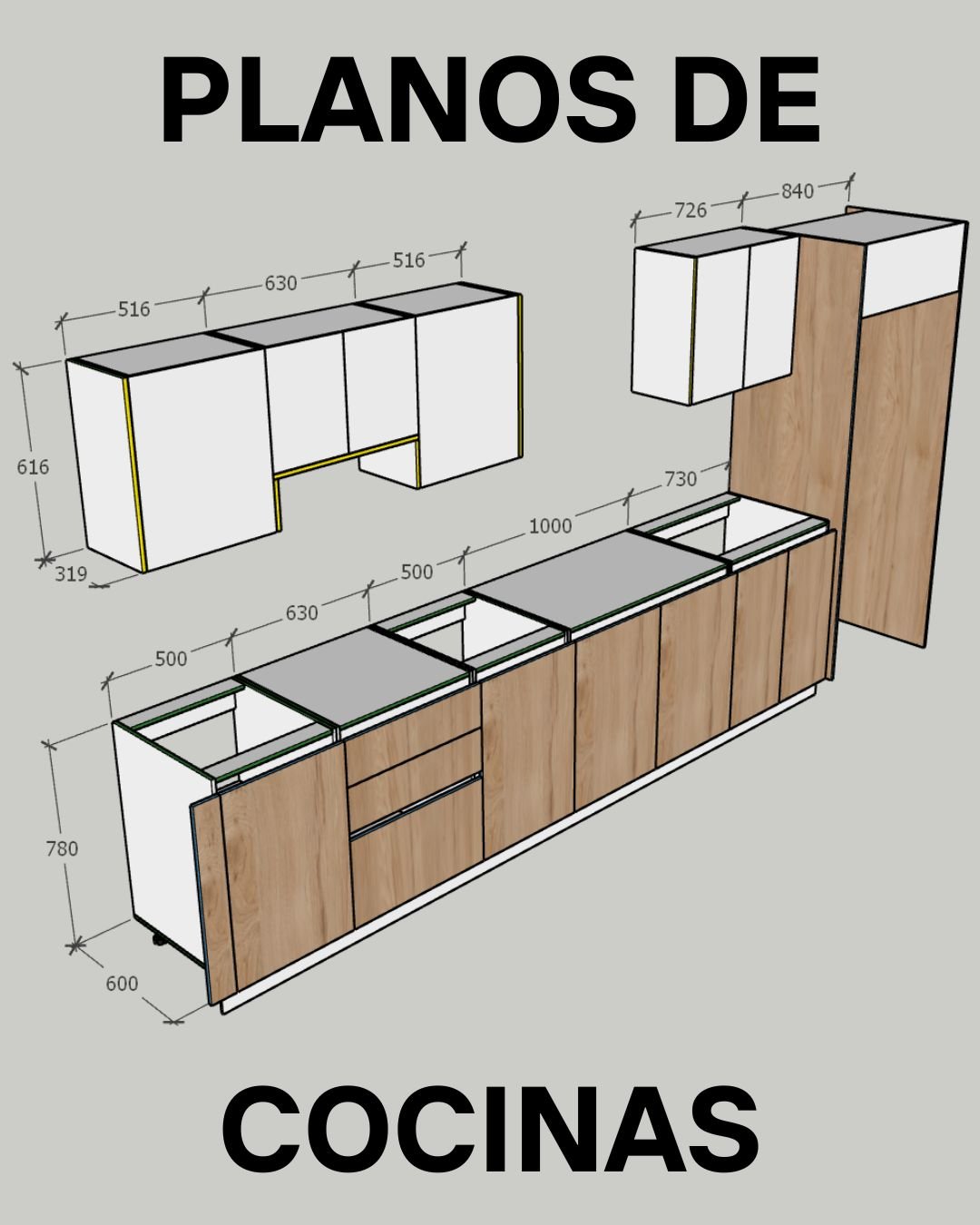 Planos de cocina — Vista general con medidas